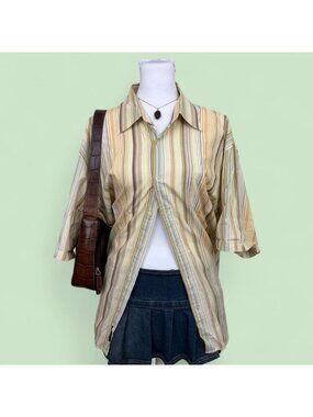 y2k striped preppy beach vacation cotton button down shirt